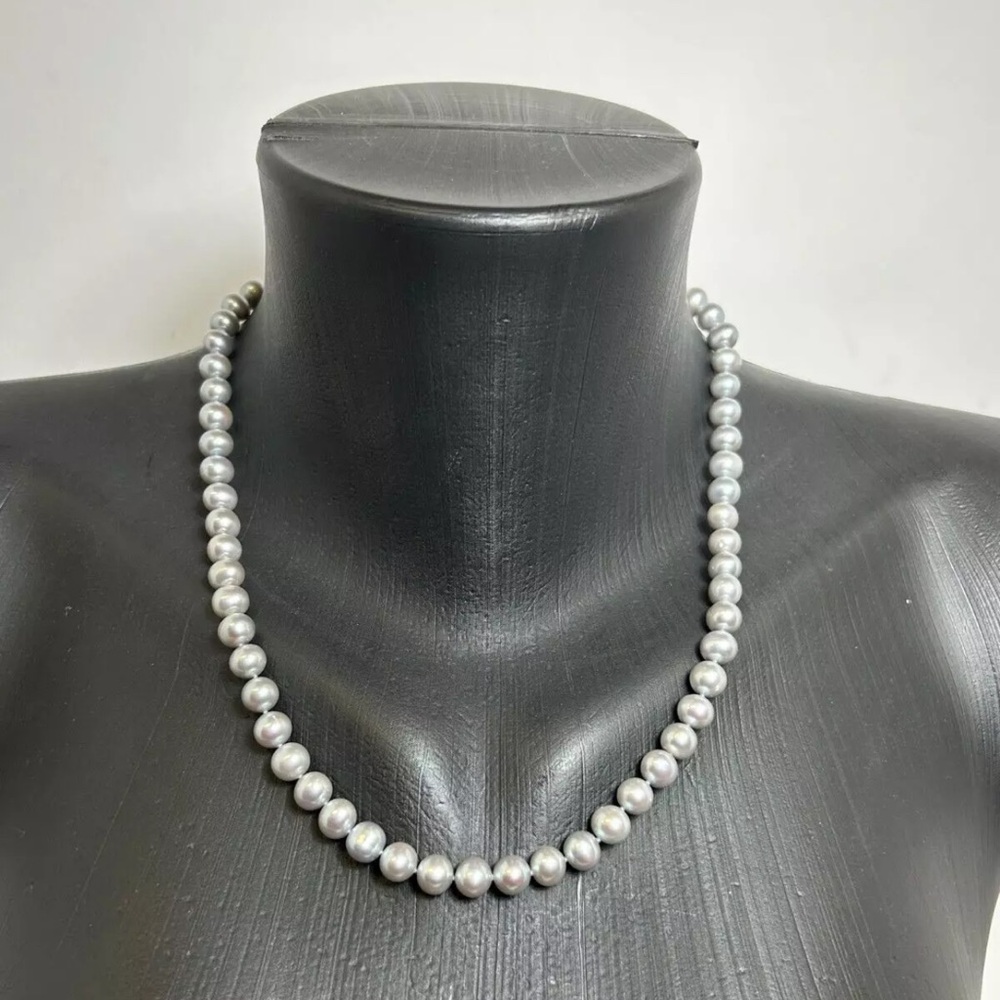 Judith Ripka Gray Pearl Necklace With Diamonique Heart Lock